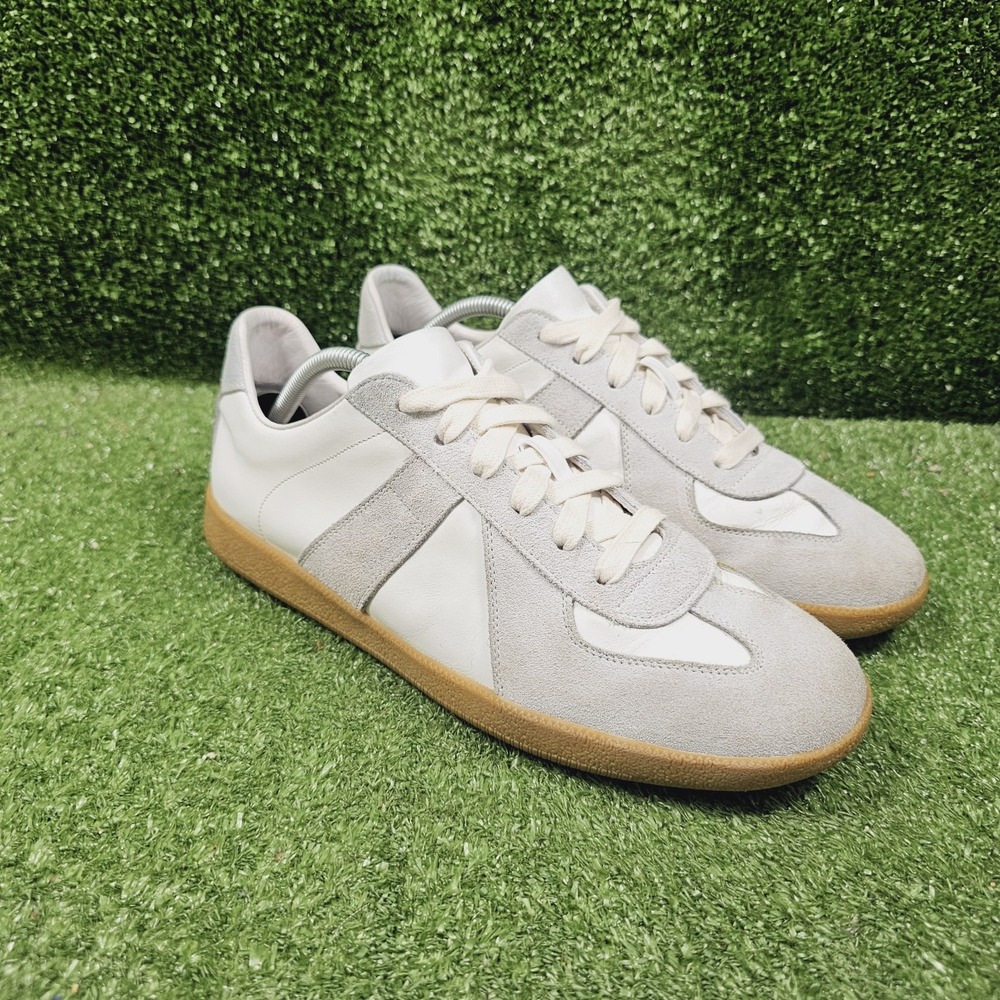 Beckett Simonon Morgan White Leather Grey Suede Sneakers Gum Sole Mens 10.5